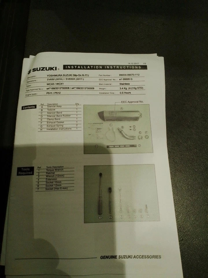 Yoschimura Suzuki Slip-On R-77j, 990D0-99070-Y12, SV650 ab Modeljahr 2016-2020